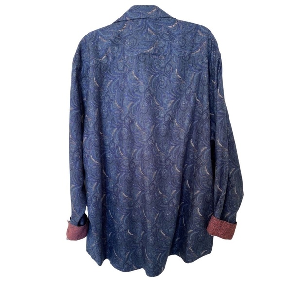 DANIEL Hechter Paris Long Sleeve Button Down Shirt, Blue Paisley, 2XL - Picture 9 of 16